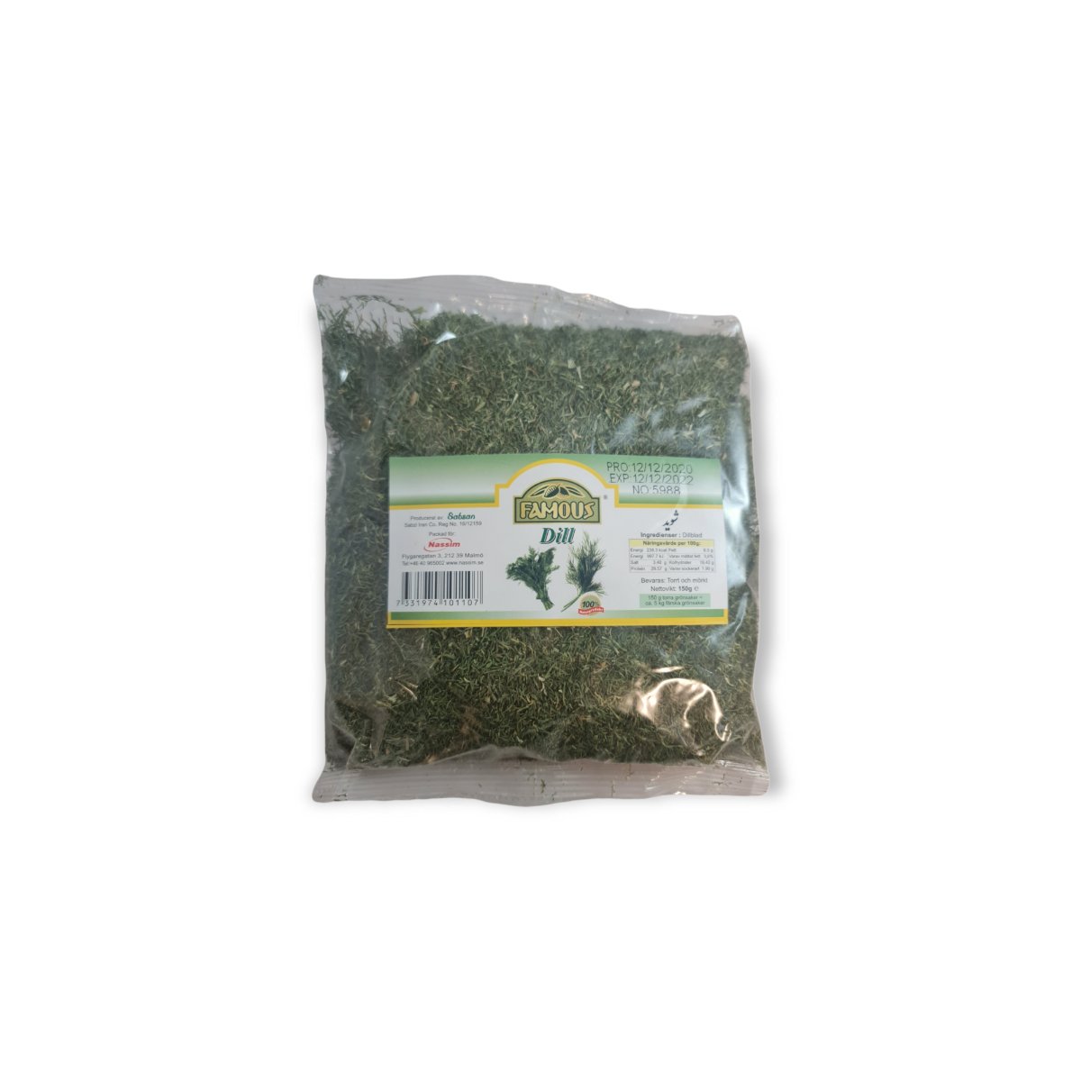 54610-1.jpg TORKAD DILL PÅSAR FAMOUS 150G - Bild 1